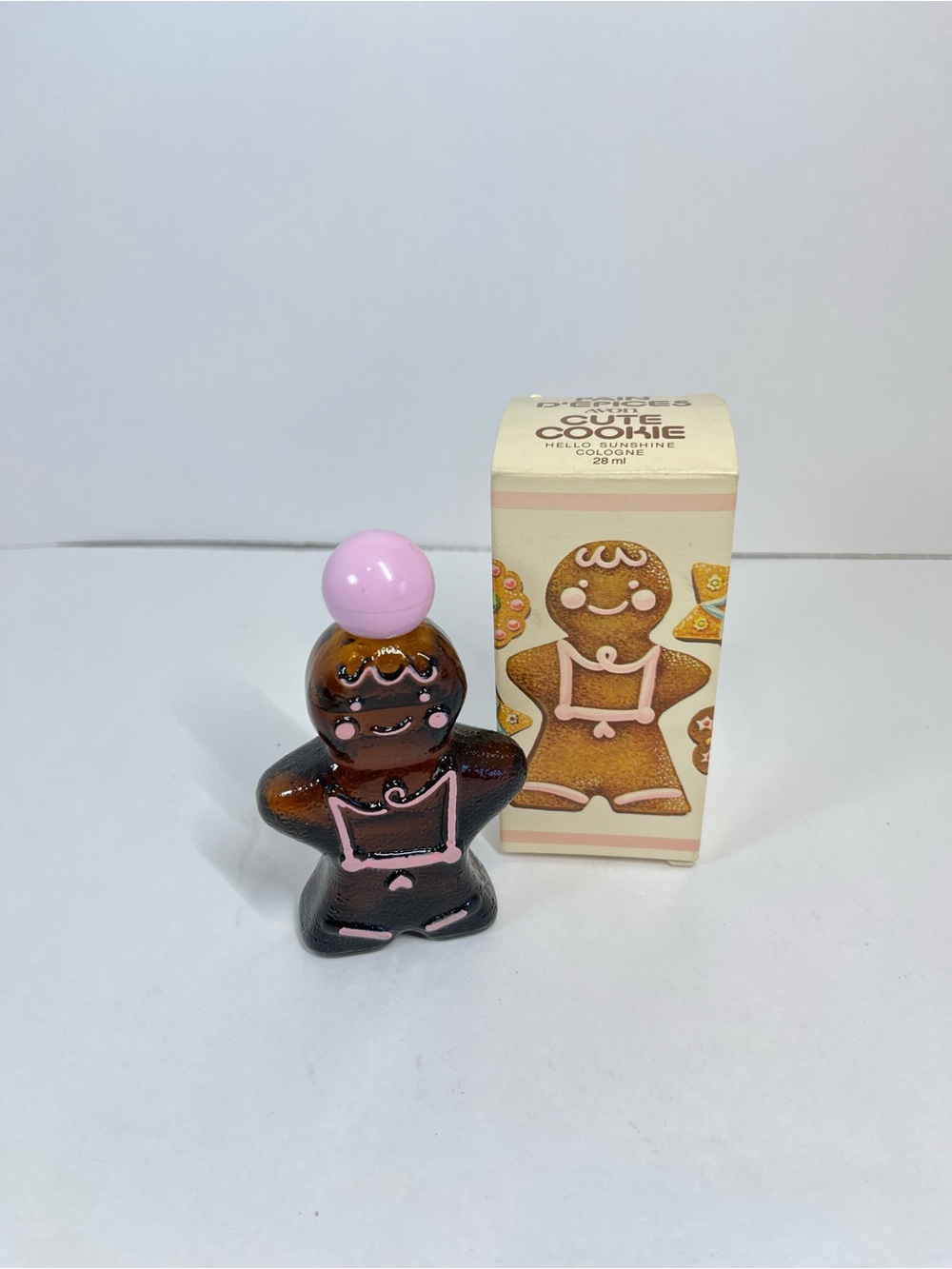 Vintage AVON Cute Cookie Gingerbread Decanter Hello Sunshine Cologne With Box